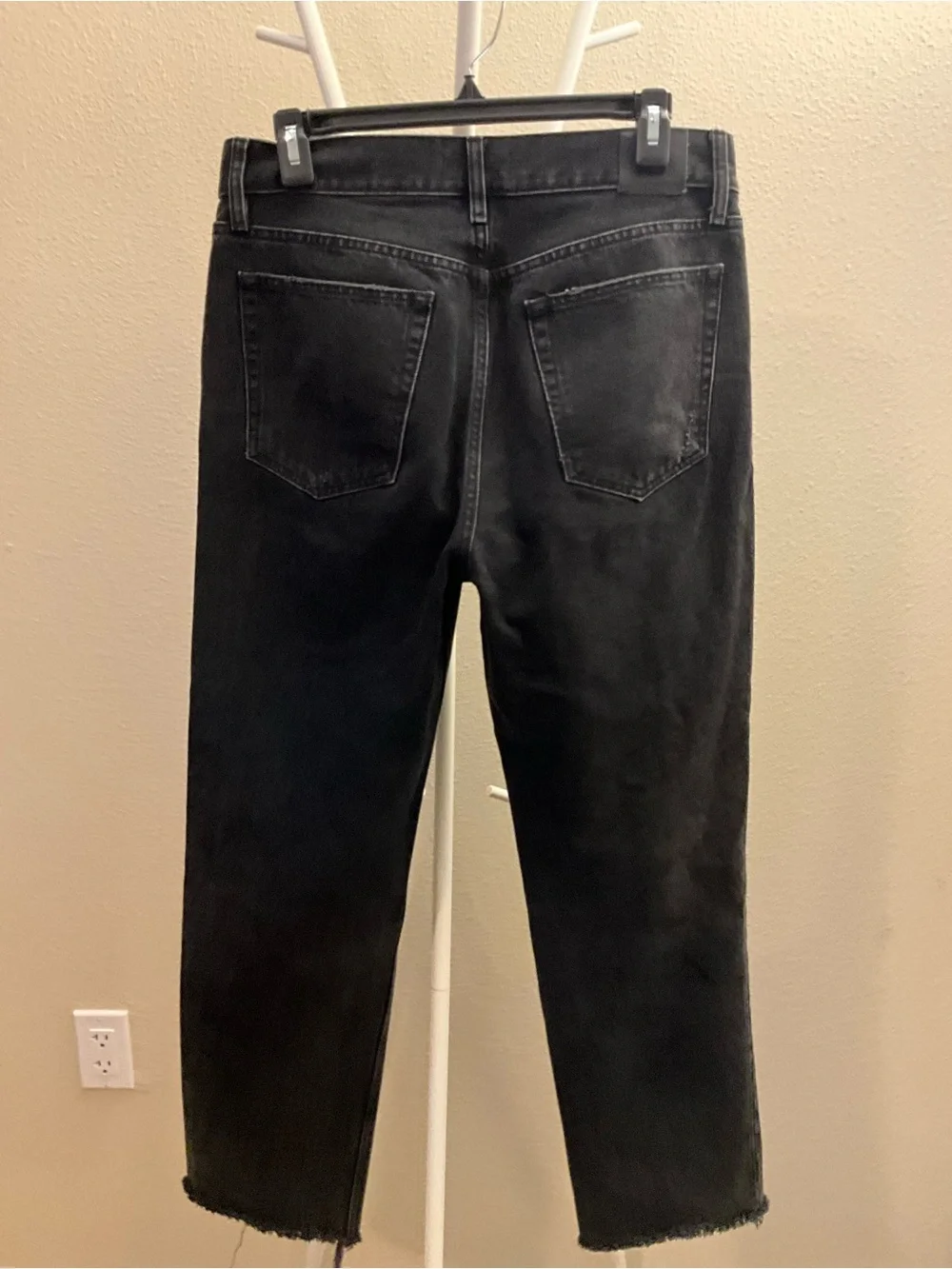 Anine Bing Black Distressed Straight leg Jeans